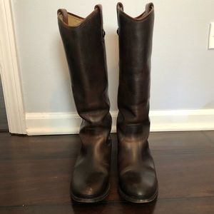 Frye Melissa Button Boots - dark brown